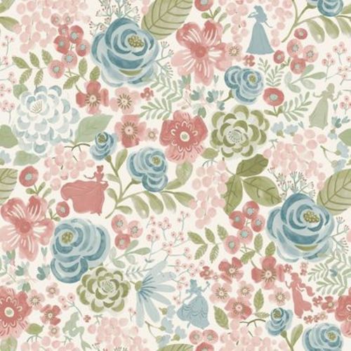 Disney Princess Watercolor Floral Kids' Peel And Stick Wallpaper Blush