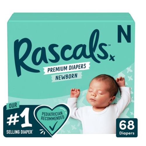 Rascals Premium Diapers, Preemie to Size 7