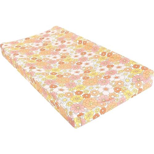 Hudson Baby Unisex Baby Changing Pad Cover, Peace Love Flowers, One Size