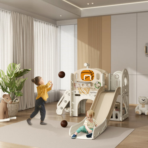 Qaba 7-in-1 Toddler Slide, Playset Indoor for Ages 1-6 Years w/ Ring Toss | Wayfair