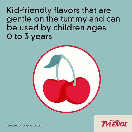 Tylenol Infants Liquid Pain Relief & Fever Medicine, Oral Suspension, Acetaminophen for Sore Throat, Headache & Teething, Pain Reliever & Fever Reducer for Kids; Cherry Flavor, 2 Fl. Oz.; Pack of 1 - 2 fl. oz