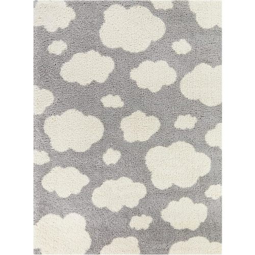 Clouds Kids Shag Area Rug, Grey, 5' 3" x 7'