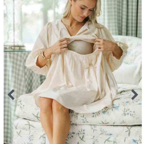NURSING COLLECTION: Through The Years Brown Striped Babydoll Dress