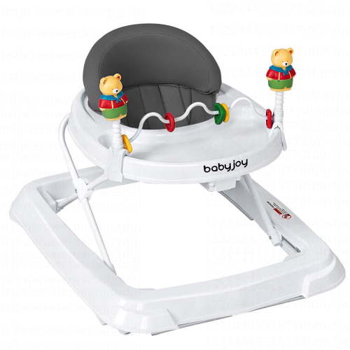 Costway Baby Walker Adjustable Height Removable Toy Wheels Folding Portable Gray