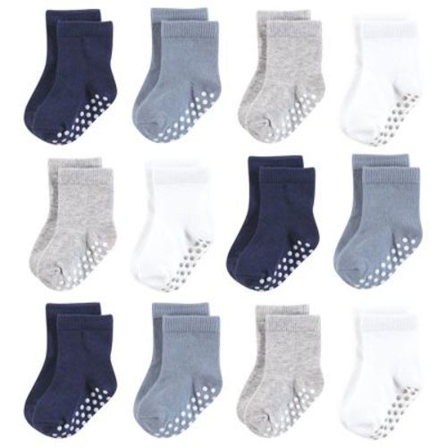 Hudson Baby Infant Boy Cotton Rich Newborn And Terry Socks, Blue Gray Basic, 0-6 Months