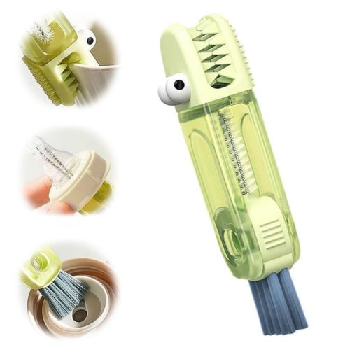 3 in 1 Cup Lid Cleaning Brush, 2024 Multifunctional Crevice Portable Cup Lid Cleaning Brush for Bottle Gap Tight Spaces Cup (A-Green)