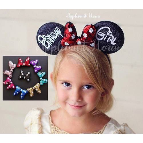 Birthday Girl ears, Birthday Mickey Ears,Birthday Minnie Ears, Mickey ears, Red White Polka dots Mouse ears, Birthday ears, Minnie ears