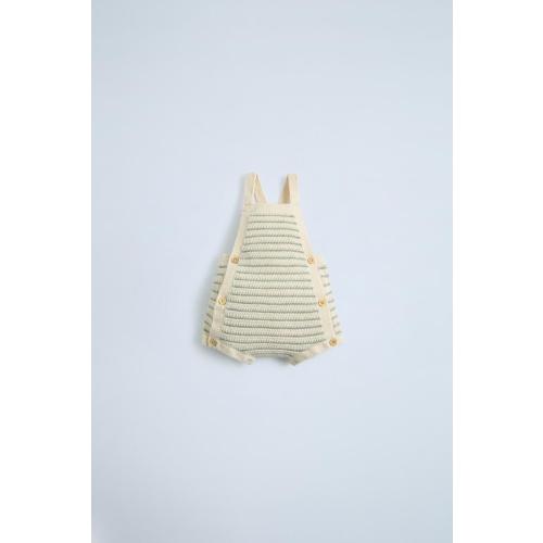 STRIPED KNIT BUTTONED ROMPER - Ecru | ZARA United States