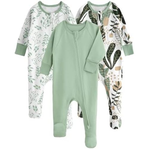 Yoofoss Baby Pajamas 100% Organic Cotton Baby Sleepers for Newborn 0-3 3-6 6-9 Months Boys Girl Clothes 3pcs Footed PJs