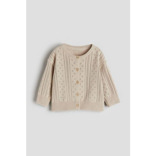 Pointelle-knit Cardigan, Light beige
