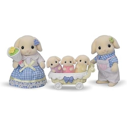 Calico Critters Flora Rabbit Family - Set of 5 Collectible Doll Figures for Children Ages 3+