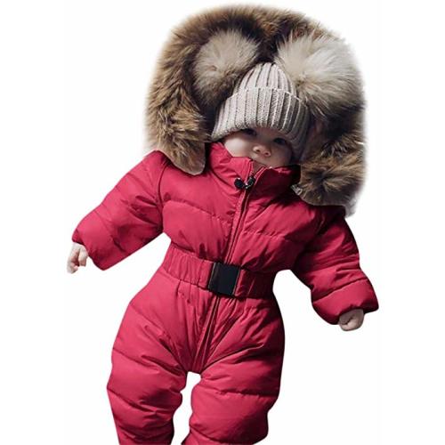 Joint Baby Coat, Toddler Infant Girls Boys Autumn Winter Warm Romper Jacket Hooded Jumpsuit Thick Coat Outfit - 6~9 Months - Red