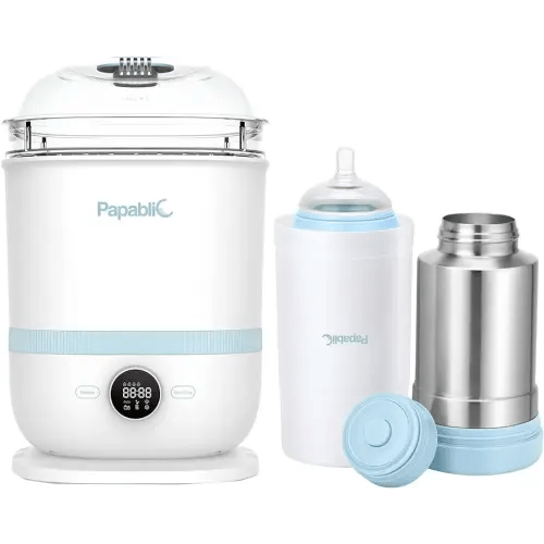 6-in-1 Baby Bottle Sterilizer and Dryer Pro Bundle with Portable Travel Baby Bottle Warmer Plus
