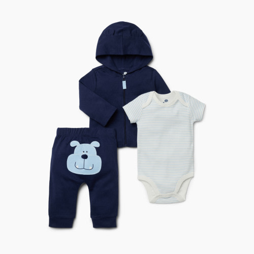 Small Story 3 Piece Hoodie Set - Dog Gone Cute, 3-6 M