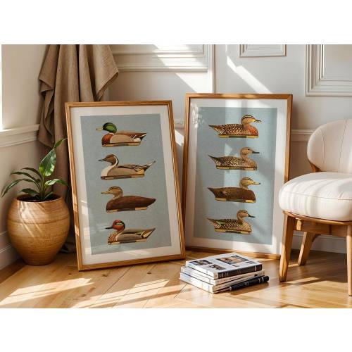 Retro Duck Prints Outdoors Art Duck Decoy Posters Set of 2 Outdoorsy Wall Prints Home Office Decor Nature Wall Art Hunting Gift for Dad