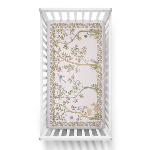 Atelier Choux Paris Baby Satin In Bloom Fitted Crib Sheet