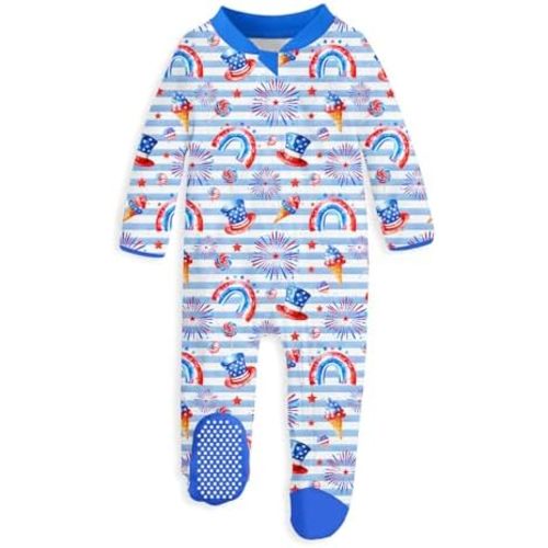 UNIFACO Baby Girls Boys Footed Pajamas One-Piece Sleeper Snug Fit Sleep and Play Zip Front Footie Romper 0-12 Month