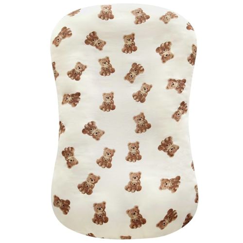 LifeTree Muslin Baby Lounger Cover, Newborn Slipcover Lounger Cover for Boys Girls Infant, Soft 70% Viscose from Bamboo and 30% Cotton, Cover Only, Bear Pattern