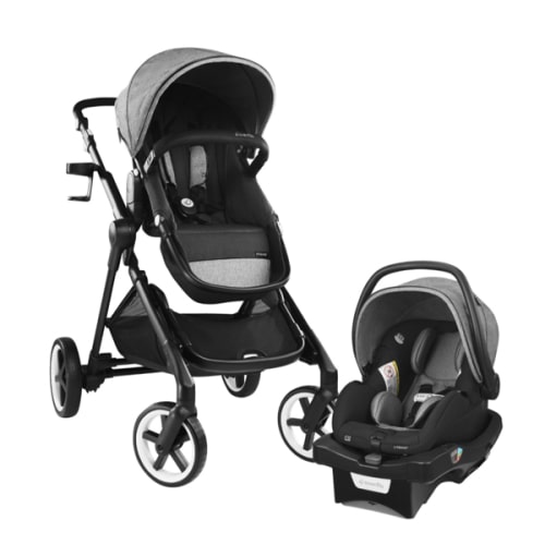 Evenflo Gold SensorSafe Pivot Xpand Smart Modular Travel System w/ LiteMax Infant Car Seat - Moonstone Grey/Black