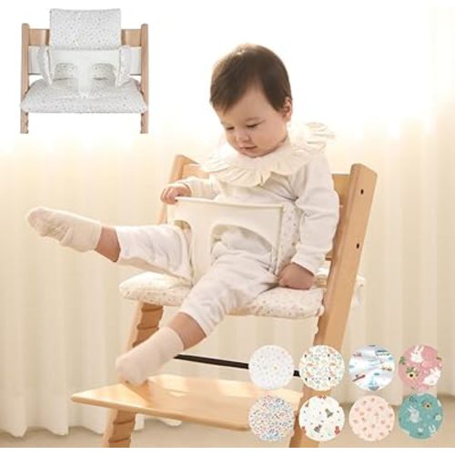 Waterproof & Compatible Stokke Tripp Trapp Cushion Set - Easy to Clean Stokke Tripp Trapp Newborn Set - 100% Cotton Stokke Tripp Trapp High Chair Cushion Set (Little Birdie / 49.5 Counts)