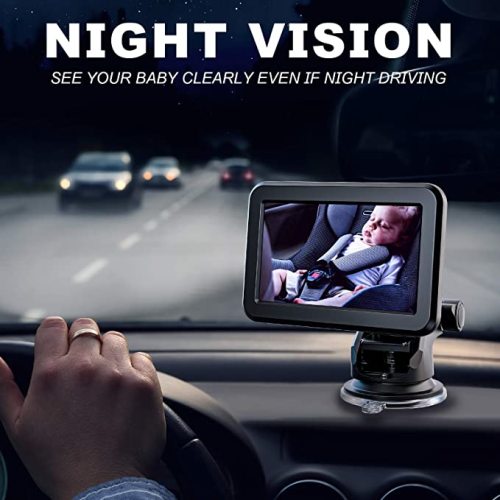 Itomoro Baby Car Mirror, Back Seat Baby Car Camera with HD Night Vision Function Car Mirror Display, Reusable Sucker Bracket, Wide View, 12V Cigarette Lighter, Easily Observe the Baby’s Move