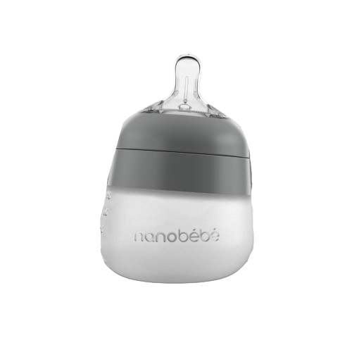 Nanobébé Flexy Silicone Baby Bottle, 5oz, Grey