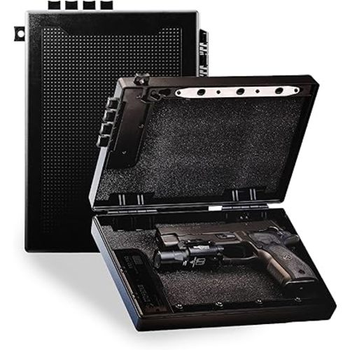 STOPBOX Gun Safe Alternative - Tactical Handgun Storage, Instant Access Portable Gun Case, TSA Compliant Gun Lock Box for Quick Handgun Access | Black - 2PK (Full-Size Only)