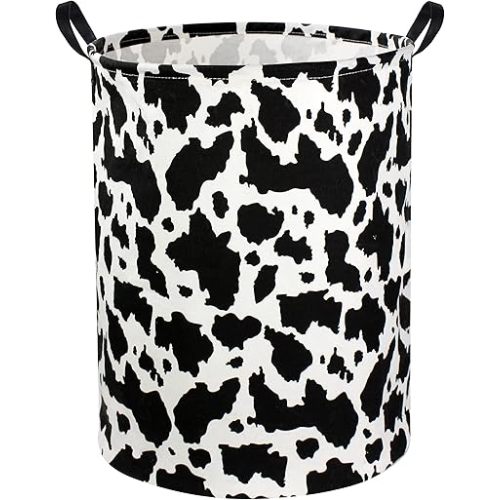 Cow Print Laundry Basket Baby Nursery Clothes Hamper Collapsible Toy Storage Bin Organizer with Handles for Kids,Boys and Girls Room Decor(Cow)