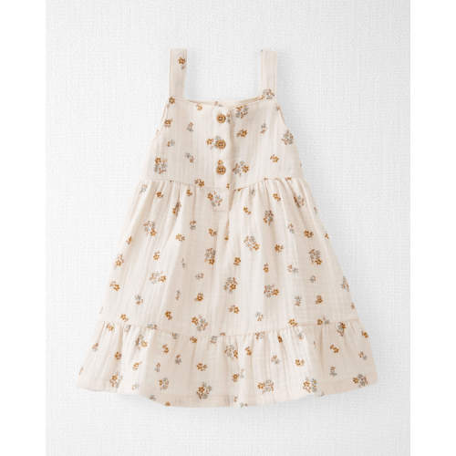 Baby Organic Cotton Floral Print Gauze Dress - 3M - Style,Sweet Cream