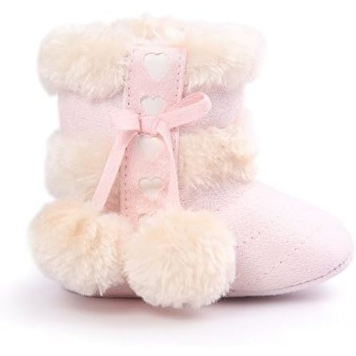 ESTAMICO Baby Girl Plush Winter Snow Bowknot Boots