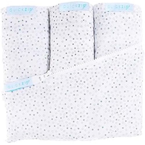 QuickZip Crib Sheet Set - Faster, Safer, Easier Baby Crib Sheets - Includes Gray Dot Wraparound Base & 3 Zip-On Crib Sheets – Gray Dot 100% Cotton - Fits All Standard Crib Mattresses