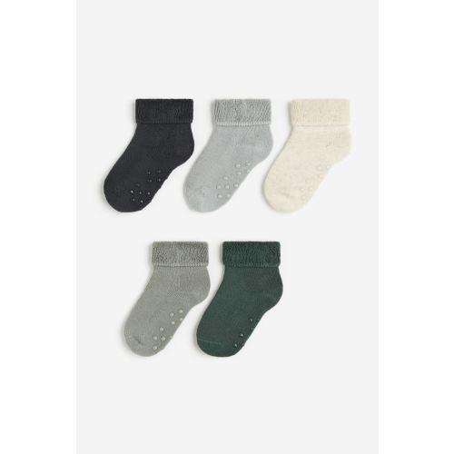 5-pack Non-slip Terry Socks Size/ 1-2.5 Dark green/dark gray