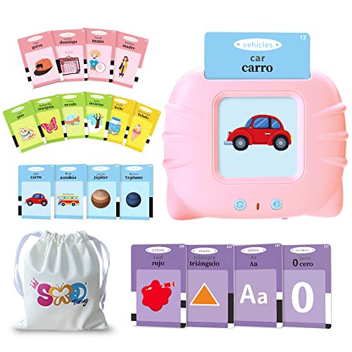 TimingSXD 161 Cards Spanish Flash Cards for Kids,Bilingual Flash Cards for Toddler/Beginning - ABC,Numbers,Colors,Shapes Español/English Talking Flash Cards for Preschool,Kindergarten,Ages 1-8