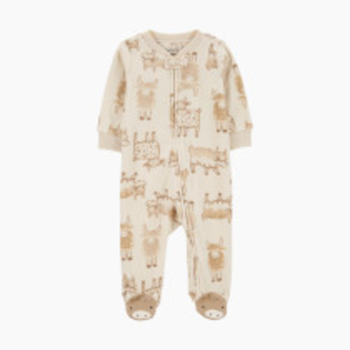 Carter's 2-Way Zip Fleece Sleep & Play Pajamas - Khaki, 3 M