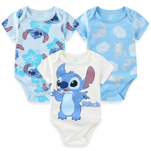 Disney Baby Toy Story Mickey Mouse Cars Winnie the Pooh Boys 3 Pack Bodysuit Creeper for Newborn and Infant
