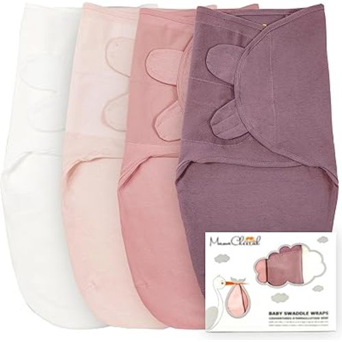 Mama Cheetah Preemie Swaddle Sack, Organic Swaddling Sleep Sacks for Preemies, Swaddle Blanket Wrap, Easy Swaddles for Premature Baby Girl 4-7 lbs, Newborn Essentials, 4-Pack