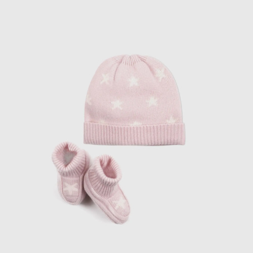 Washable Cashmere Beanie & Bootie Set - Minimal Pink