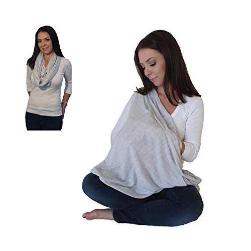 LK Baby Infinity Nursing Scarf Breastfeeding Cover Ultra Soft Premium Jersey Polyester- 100% AZO free and Safe for Baby (Light Grey Pattern)