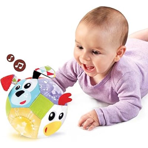 Yookidoo Baby Lights N' Music Friends Ball A Soft Newborn Musical Ball Toy with Flashing Stars and Three Friendly Farm Animals. Ideal for Floor Play, Stroller Or Crib.