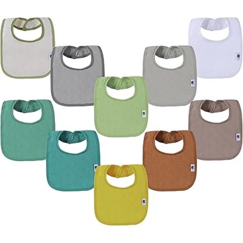 SPINFOX Waterproof Baby Bibs for Girls, Boy, Unisex Drool Bib Cotton Solid Knit Infant Feeding Bibs