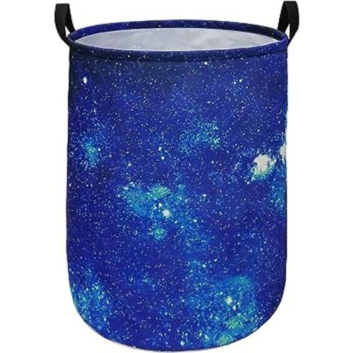 Blue Laundry Basket Cloth Hamper Multipurpose Storage Bin Fabric Material Water-proof Organization Basket for Toys Laundry Hamper (Starry Sky)
