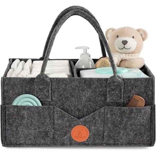 Maliton Felt Diaper Caddy Organizer for Changing Table - Large, Dark Grey