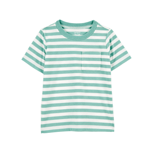 Baby Striped Short-Sleeve Pocket Tee - Green - Carter's | Carter's