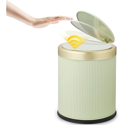 Motion Sensor Bathroom Trash Can Touchless, 3.7 Gallon Modern Automatic Garbage Can with Lid,Diaper Trash Bin,Plastic Smart Dog Proof Trash Bin Suitable for Toilet, Bedroom, Office, Kitchen -Green
