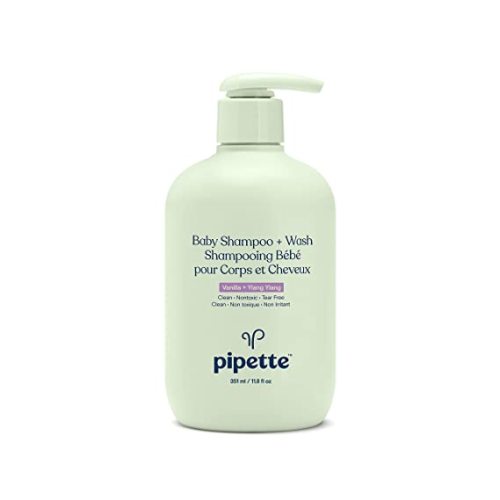 Pipette New Formula Baby Shampoo + Wash, 100% Plant-Derived Squalane and Free of Synthetic Fragrances, Tear-Free Baby Bath Time, Vanilla + Ylang Ylang Aroma, 11.8 fl oz