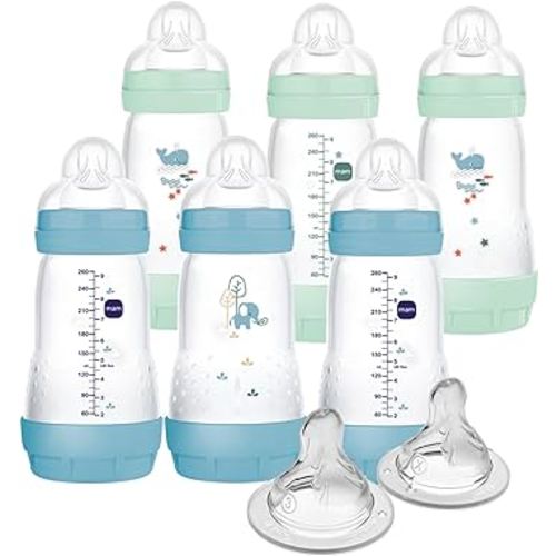 9 oz. Easy Start Matte Deco, 2+ Months, Boy, 6 Pack (with 2X Bonus Fast and Extra Fast Nipples)