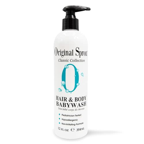 Original Sprout Baby Shampoo and Body Wash, Hypoallergenic Formula with Organic Calendula & Rosemary for Sensitive Hair & Skin, 12 oz. Bottle