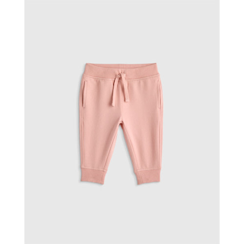 Organic Cotton French Terry Joggers - Baby in Pink Rose