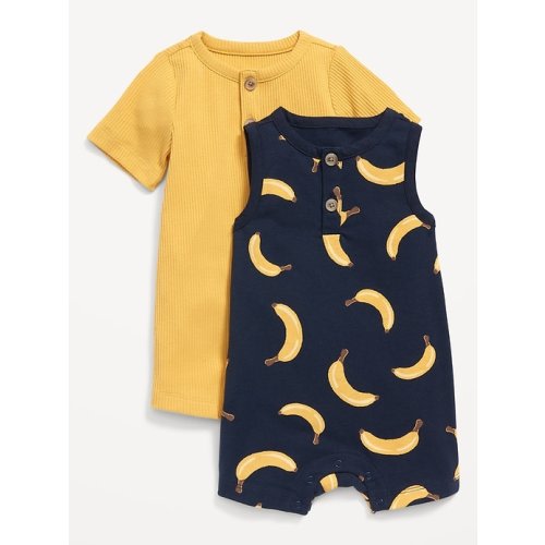 Unisex Henley Romper 2-Pack for Baby