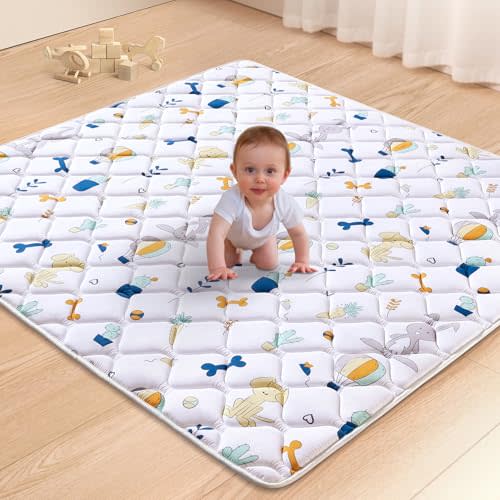 Premium Foam Baby Play Mat 47" X 47", Thicken One-Piece Crawling Mat, Non-Slip Cushioned Baby Playmats for Infants, Babies, Toddlers - Machine Washable for Easy Care